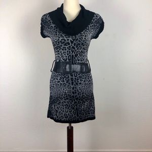 Windsor Leopard Cowl Neck Sweater Dress